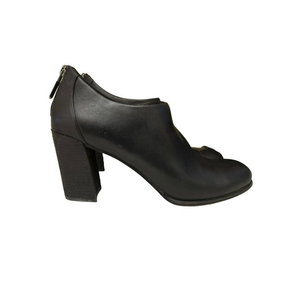 Eileen Fisher Black Leather Quote Boots Size 10 3" Block Heel Minimalist Zipper - Picture 3 of 7